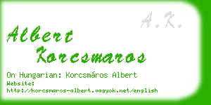 albert korcsmaros business card